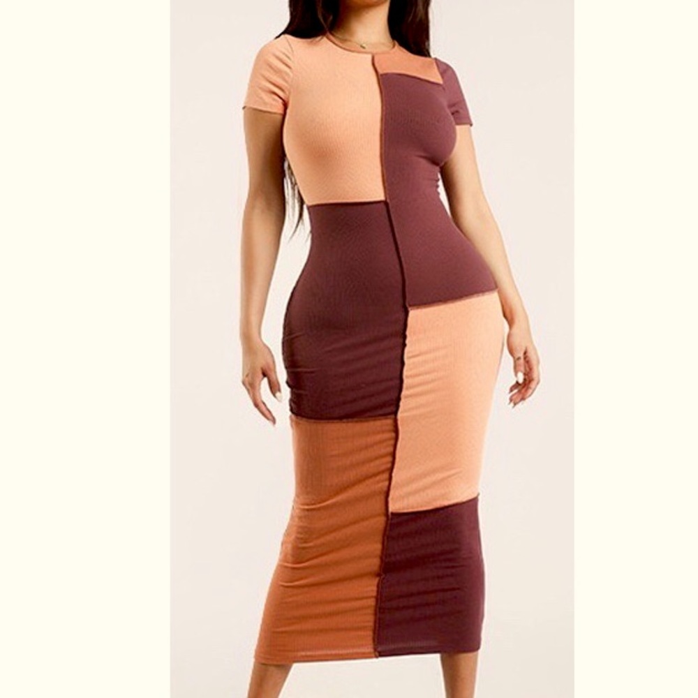 Color Block 90’s Inspired Bodycon Dress